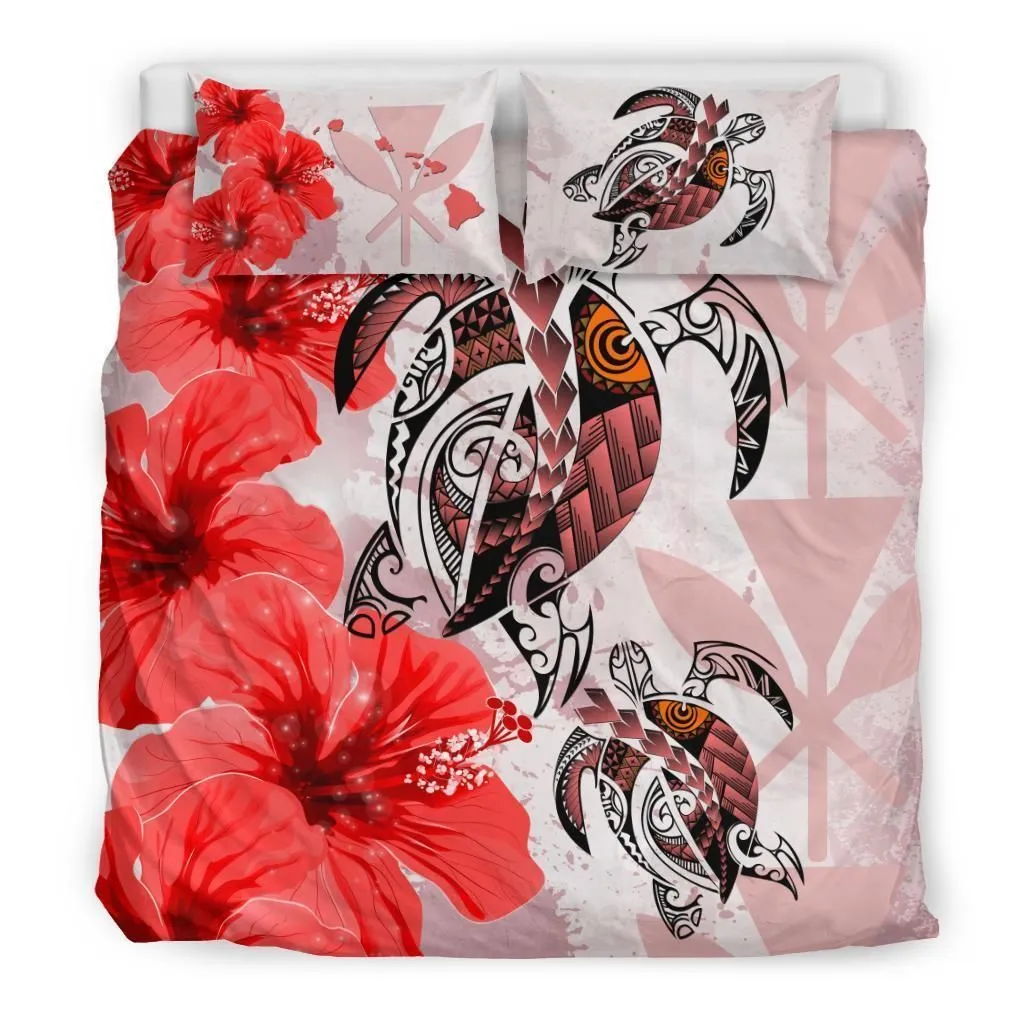 Polynesian Hawaii Polynesia Turtle Hibiscus Red A Bedding Set Camlius