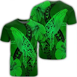 Alohawaii Tee - Hawaiian Map Whale Swim Hibiscus Polynesian T-shirt Green - AH - J6R