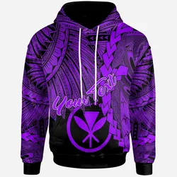 Polynesian Hawaii Custom Personalised Hoodie - Tribal Wave Tattoo Purple