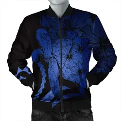 Alohawaii Jacket - Hawaii Turtle Hibiscus Polynesian Vintage Bomber Jacket - Blue - AH - J4R