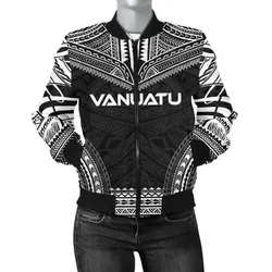 Vanuatu Polynesian Chief Women'S Bomber Jacket - Black Version - Bn10