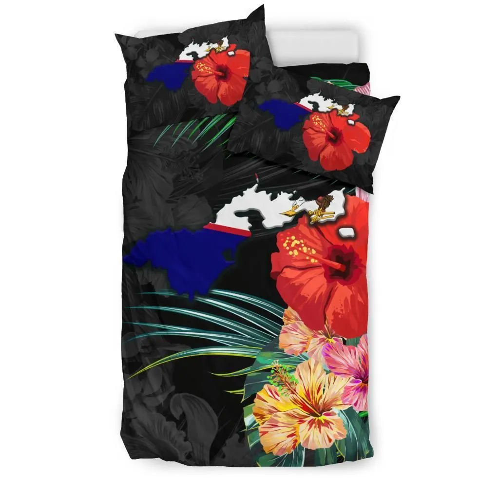 American Samoa Map - Hibiscus Bedding Set