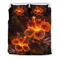 FamilyGater Home Set - Hawaiian Hibiscus Fire Polynesian Bedding Set - AH J4