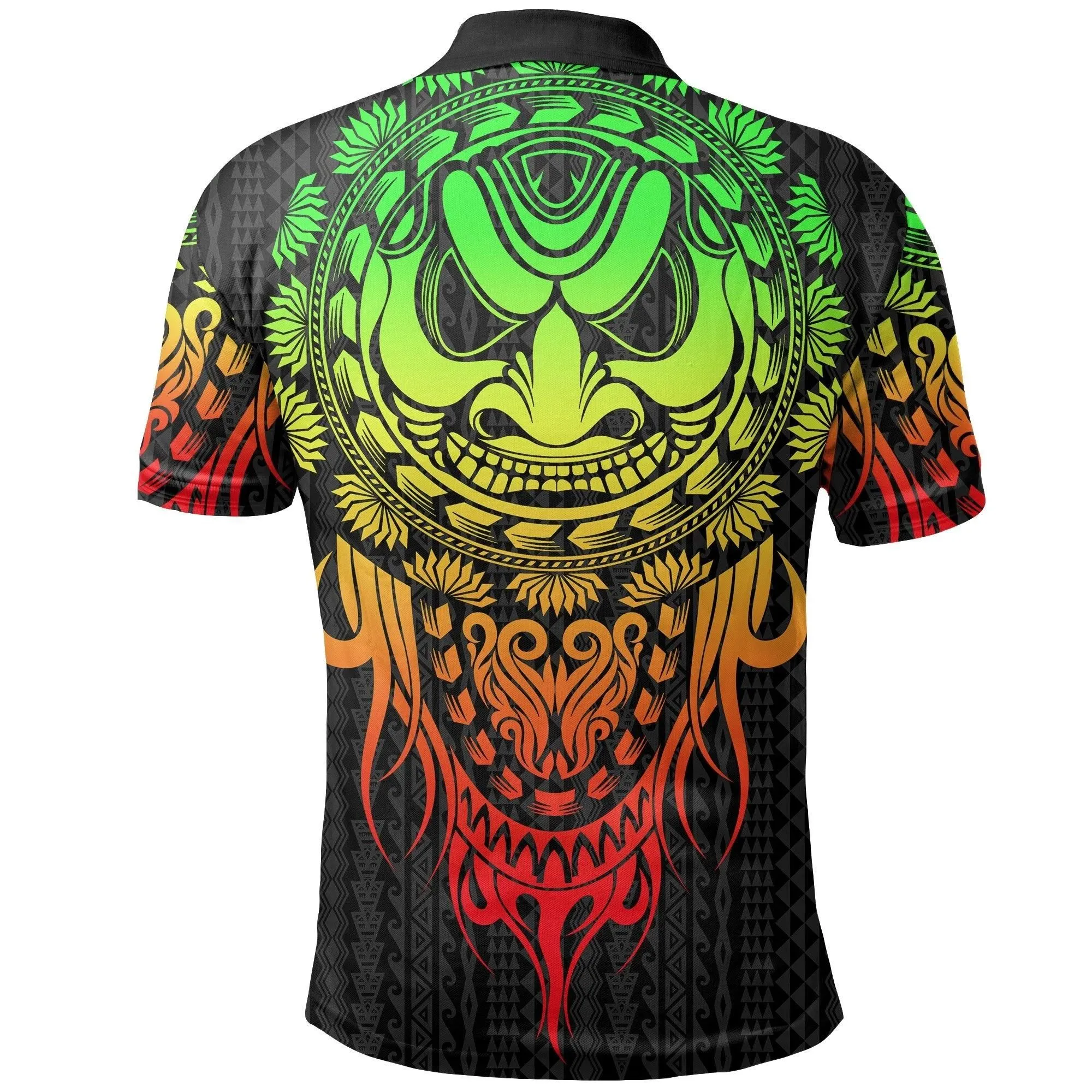 Polynesian Polo Shirt - Tattoo Tiki Mask Reggae - BN12