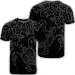 Alohawaii Tee - Hawaiian Map Turtle Hibiscus Kanaka Polynesian T-shirt Gray - AH - J4R
