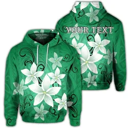 (Personalised) Hawaiian Plumeria Polynesian Hoodie - Green - AH