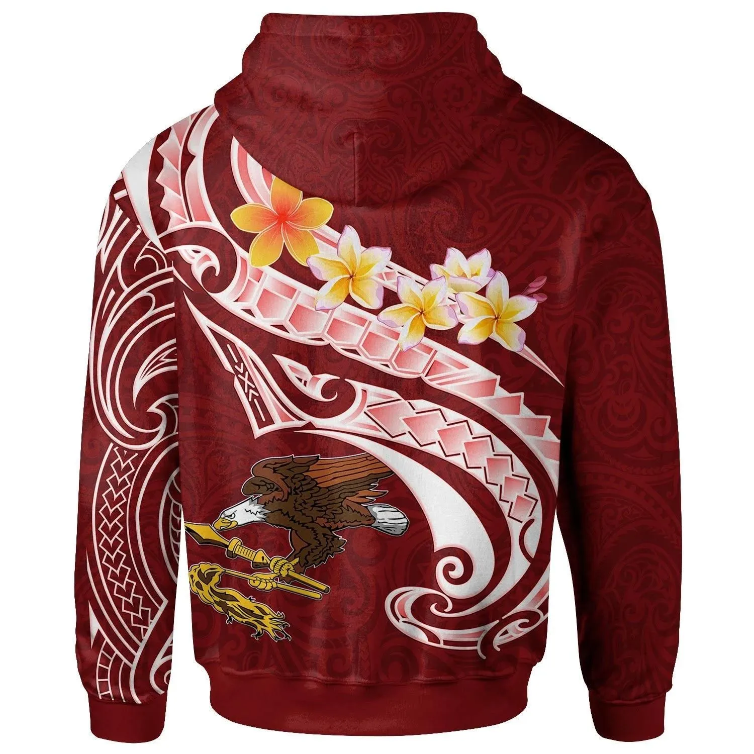 American Samoa Hoodie - AS Seal  Polynesian Patterns Plumeria - BN25
