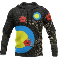 Alohawaii Clothing - Hoodie Palau Hibiscus Tattoo Style A7