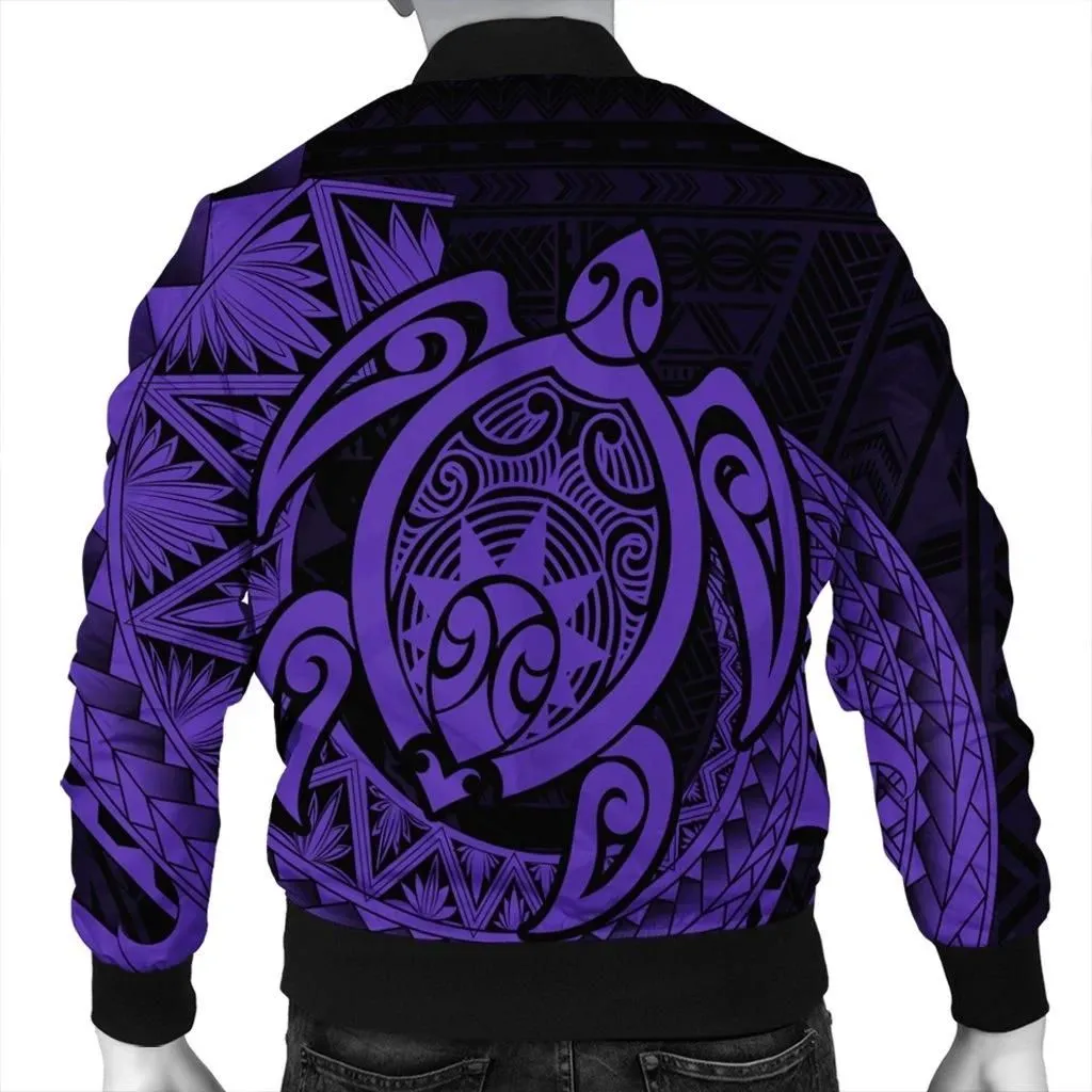 FamilyGaterJacket - Hawaii Polynesian Turtle Bomber Jacket - Purple - AH - J4R
