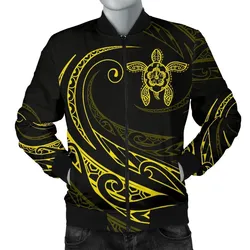 Hawaii Turtle Polynesian Menʻs Bomber Jacket - Yellow - Frida Style