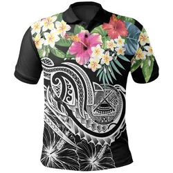 Alohawaii Shirt - Polo Shirt Polynesian American Samoa Summer Plumeria (Black) - BN15