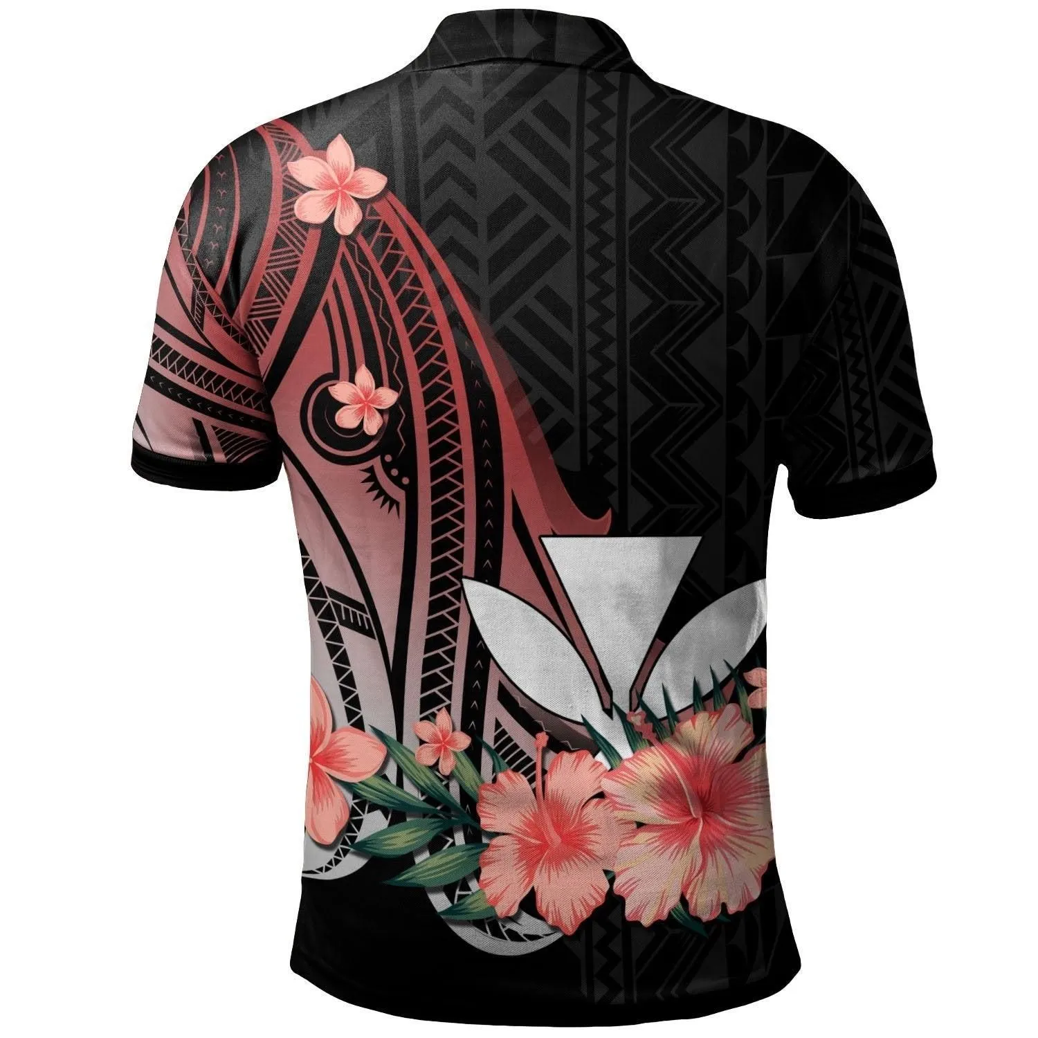 Kanaka Maoli Personalised Custom Polo Shirt - Red Polynesian Hibiscus Pattern Style