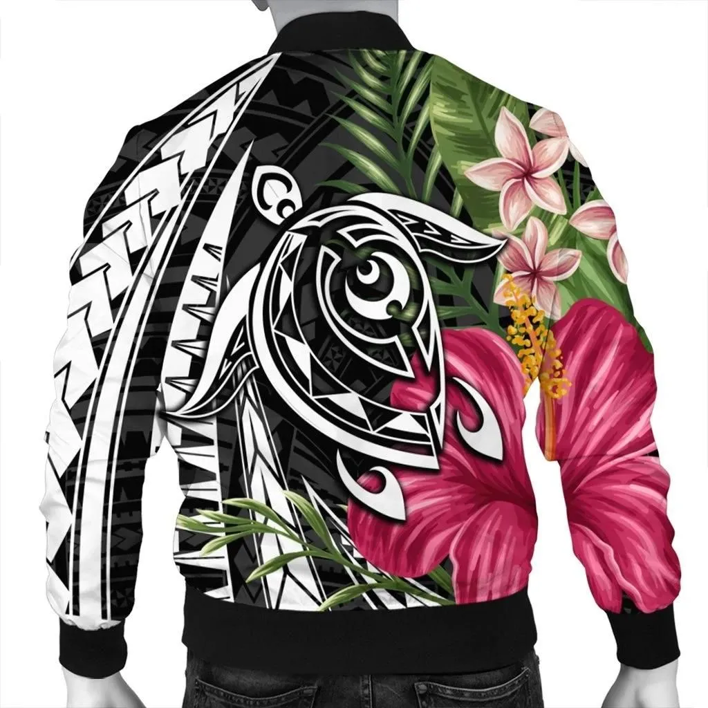 FamilyGater Jacket - Hawaii Polynesian Turtle Tropical Hibiscus Plumeria Bomber Jacket - AH - J4R