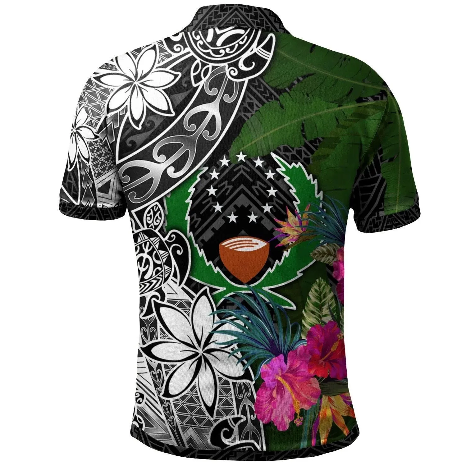 Pohnpei Custom Personalised Polo Shirt - Turtle Plumeria Banana Leaf - BN11