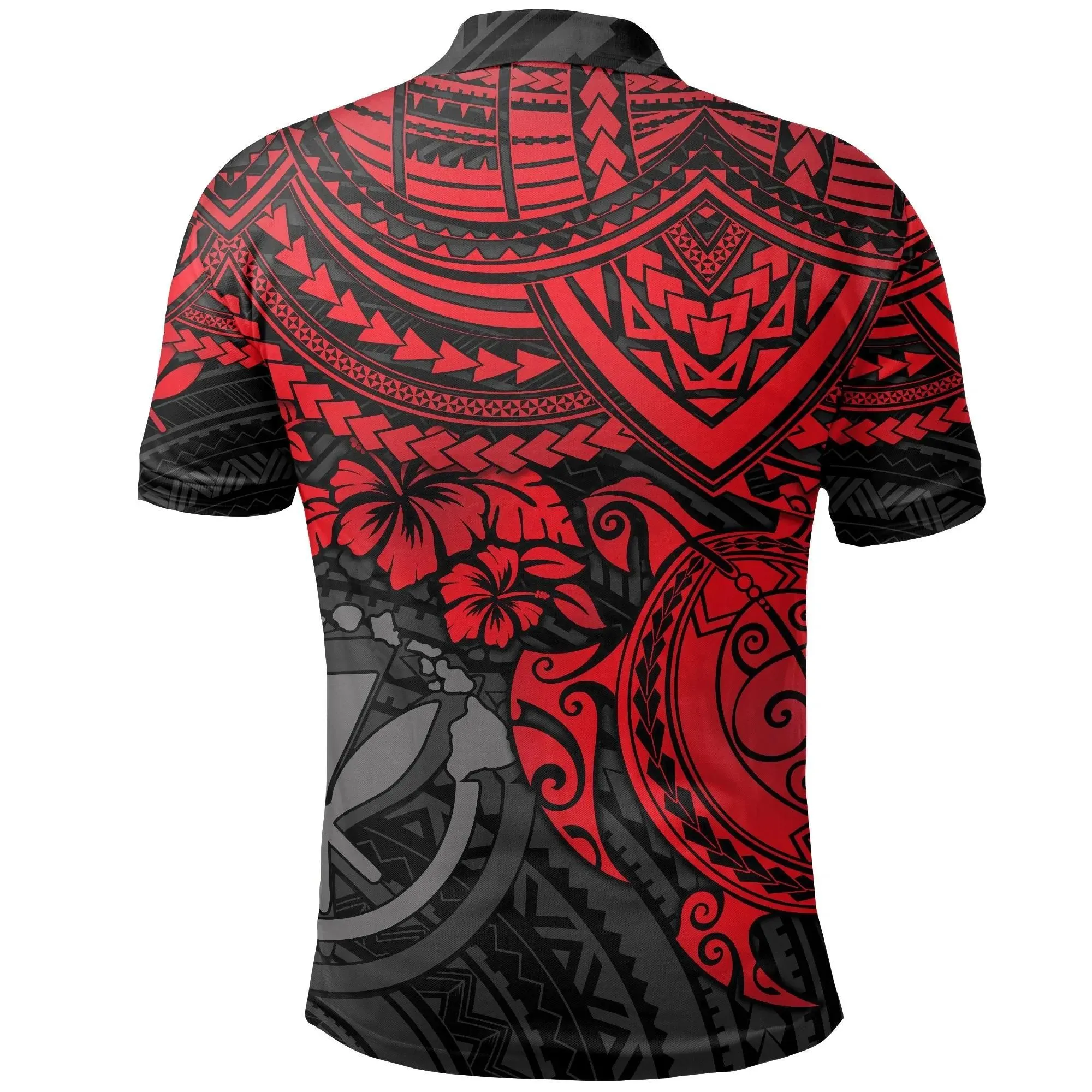 Hawaii Polynesian Polo Shirt, Turtle Hibiscus Golf Shirt BN1518