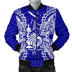 New Caledonia Polynesian Mens Bomber Jacket Map Blue