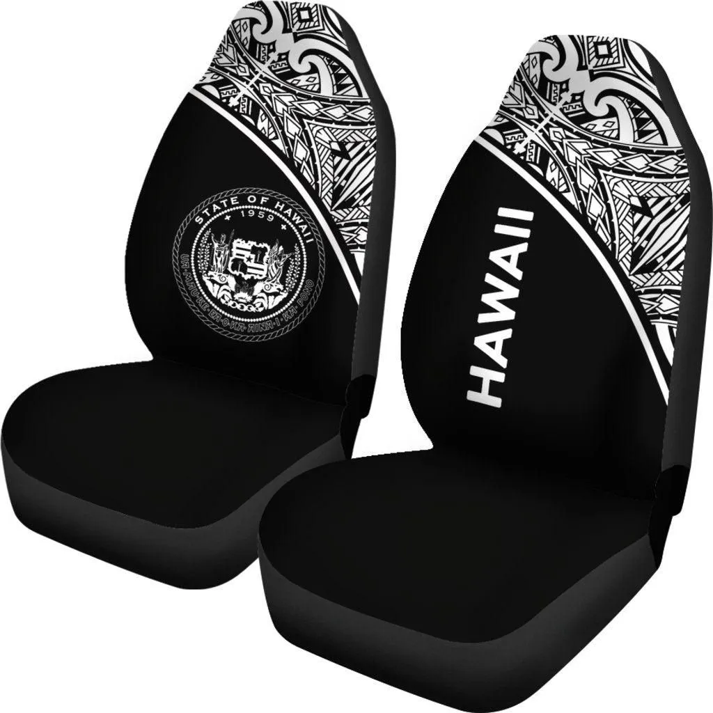 Hawaii Car Seat Covers - Hawaii Seal Polynesian Black Curve