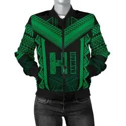 Hawaiian Kanaka Polynesian Womens Bomber Jacket Active Green