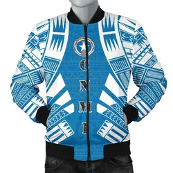 Northern Mariana Islands Men Bomber Jackets - Polynesian Tattoo Flag