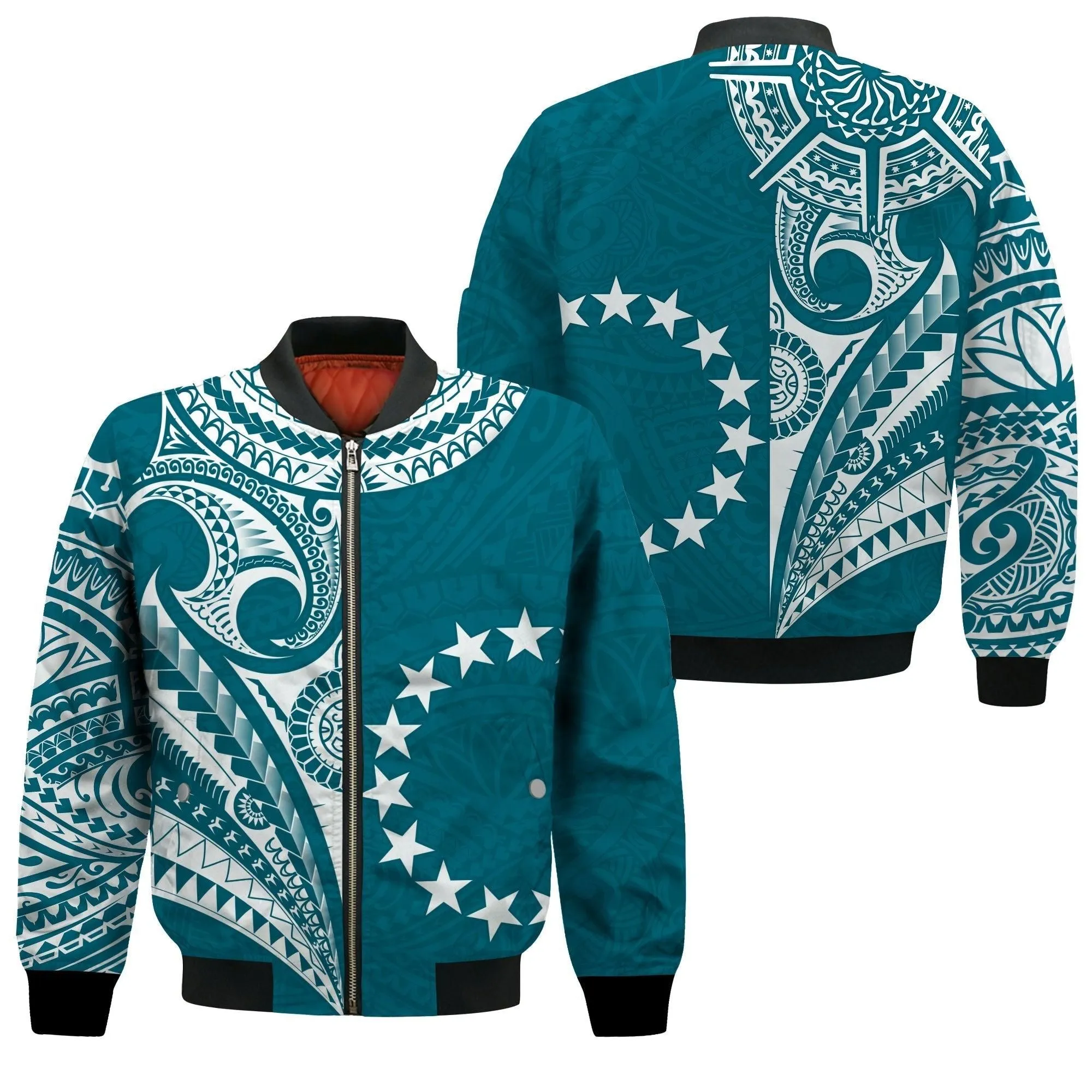 Cook Islands Tatau Bomber Jacket Symbolize Passion Stars Version Blue LT13