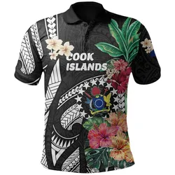 Cook Islands All Over Print Polo Shirt Coat Of Arms Polynesian With Hibiscus TH5