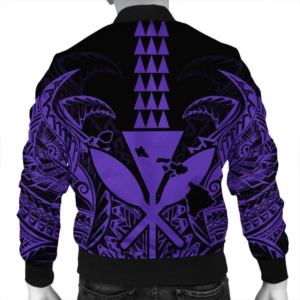 Hawaii Polynesian Kanaka Kakau Bomber Jacket - Alan Style Purple
