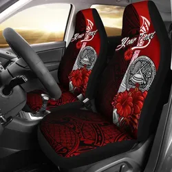 American Samoa Polynesian Custom Personalised Car Seat Covers - Coat Of Arm With Hibiscus