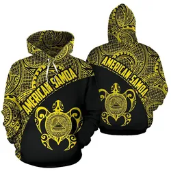 American Samoa Hoodie - American Samoa Seal In Turtle Polynesian Tattoo Yellow