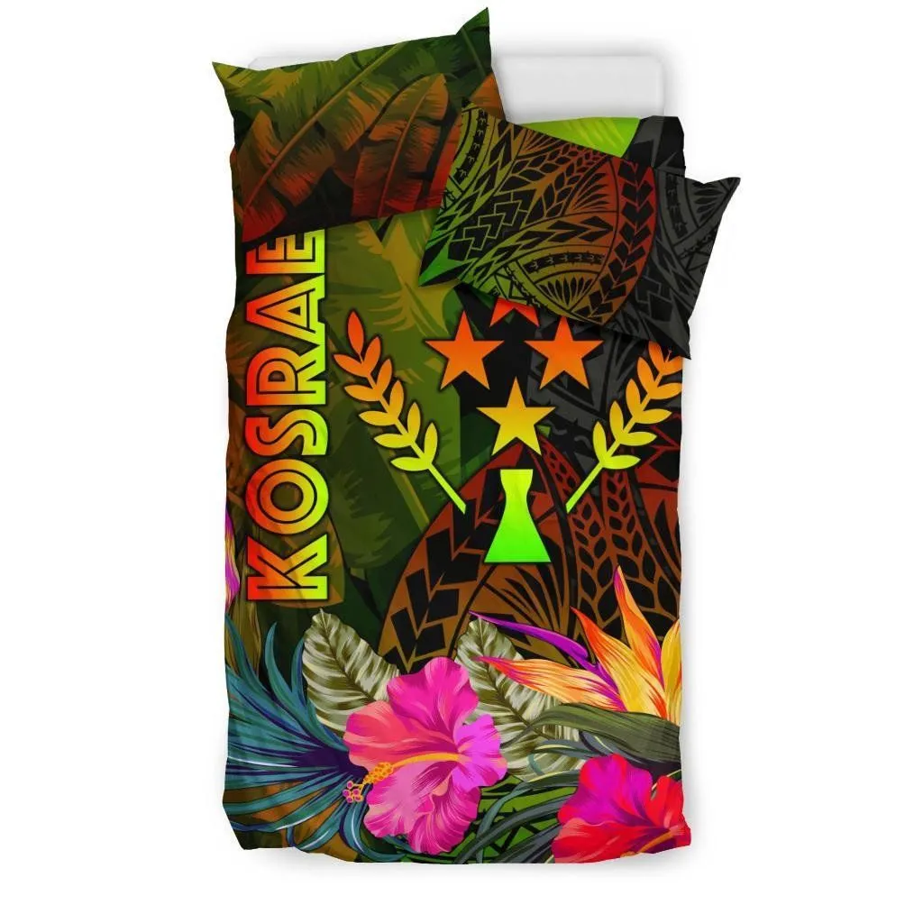 Kosrae Polynesian Bedding Set -  Hibiscus and Banana Leaves - BN15