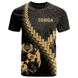 Tonga T-Shirt - Tonga Coat Of Arms With Polynesian Tattoo Gold