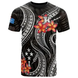 Kosrae Micronesian T Shirt - Black Plumeria