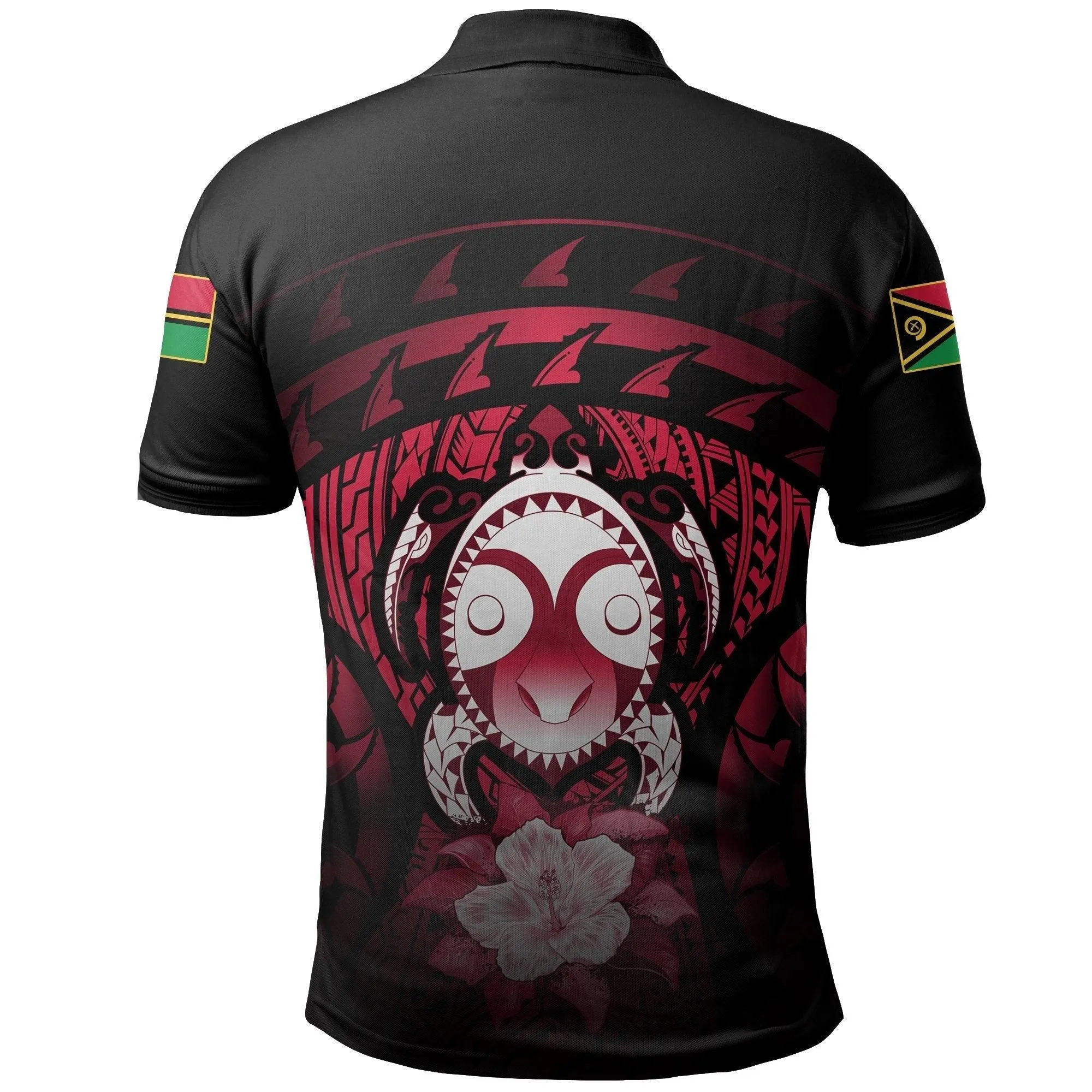 Vanuatu Turtle Hibiscus Polo Shirt (Red)