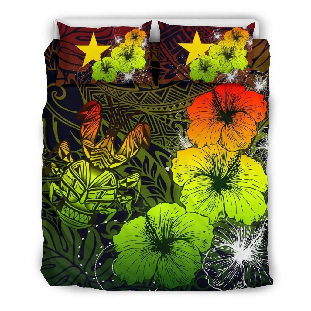 Niue Hibiscus Turtle Polynesian Bedding Set - Style Reggae