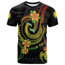 Nauru Custom Personalised T - Shirt - Reggae Plumeria Flowers with Spiral Patterns