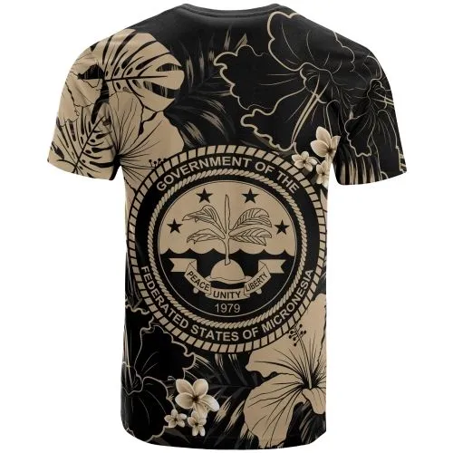 Federated States Of Micronesia T-Shirt - Yellow Hibiscus Palm Monstera