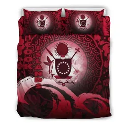 Cook Islands Wave And Hibiscus Red Bedding Set All Over Prints