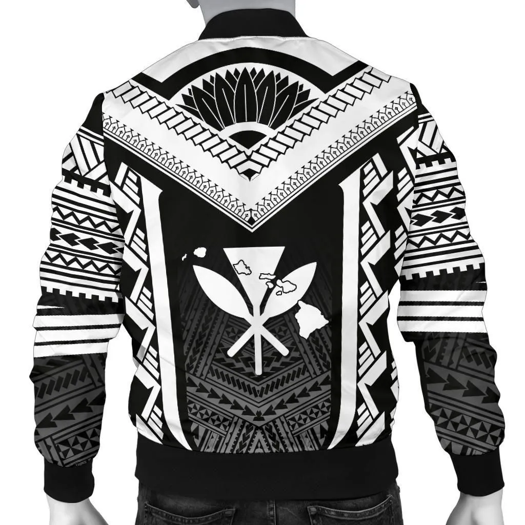 Alohawaii Jacket - Hawaiian Kanaka Polynesian Mens Bomber Jacket Active White - AH - J77