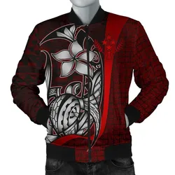 Kosrae Micronesia Mens Bomber Jackets Red - Turtle With Hook