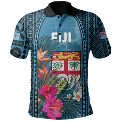 Fiji All Over Print Polo Shirt Coat Of Arms Polynesian With Hibiscus And Waves