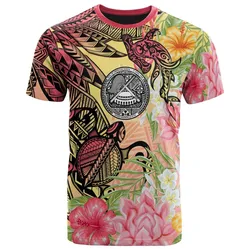 American Samoa T Shirt - Flowers Tropical With Sea Animals
