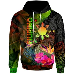 The Philippines Polynesian Hoodie -  Hibiscus and Banana Leaves