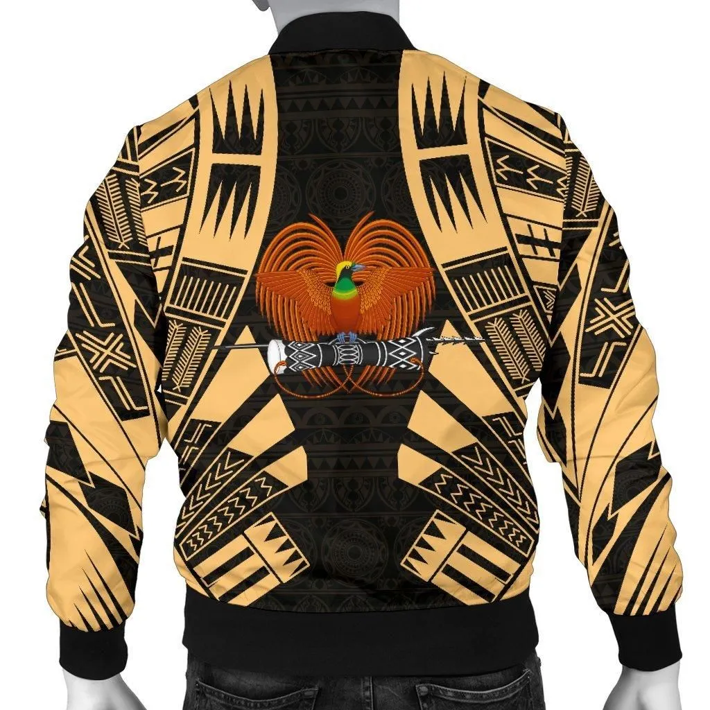Papua New Guinea Men Bomber Jackets - Polynesian Tattoo Gold