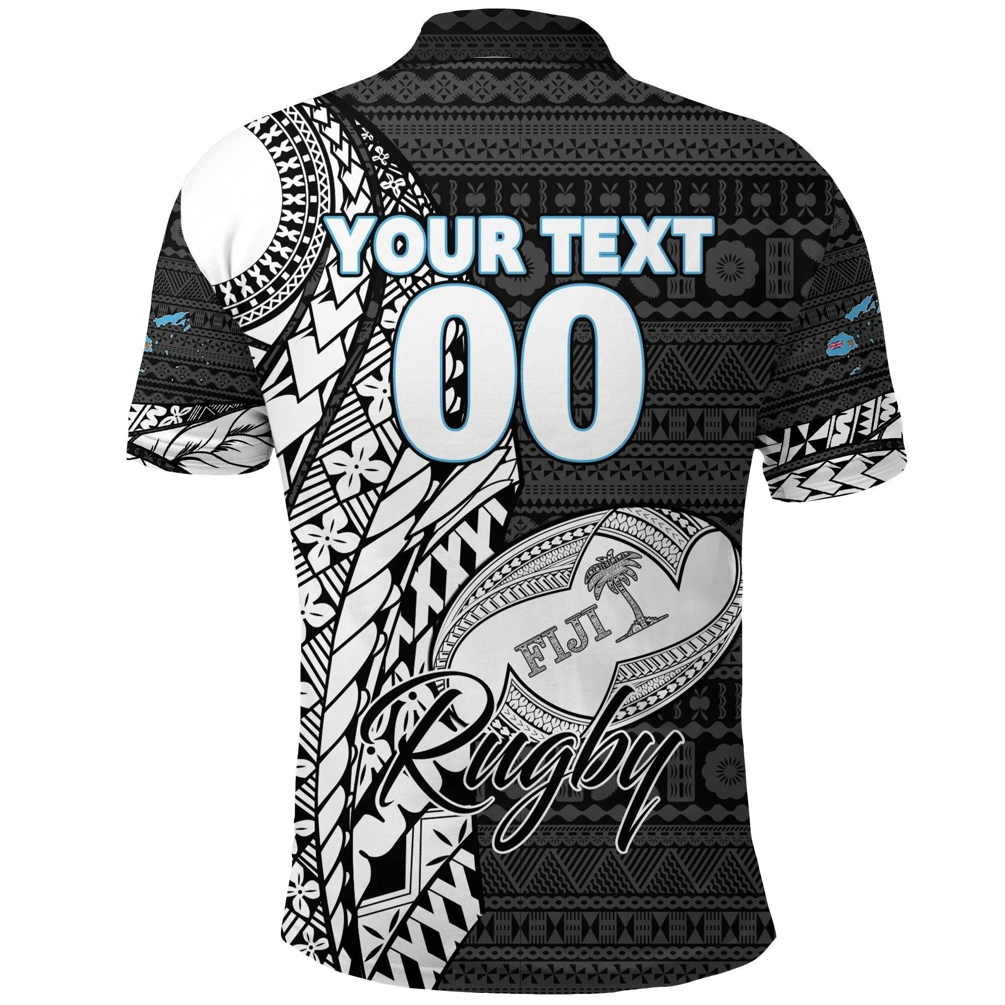 Custom Personalised Fiji Rugby Bati Tapa Pattern Polo Shirt LT2