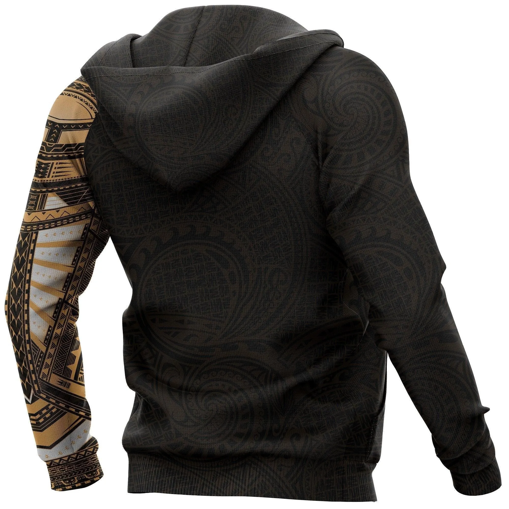 Polynesian Hoodie - Polynesian Turtle Tribal Tattoo Style Golden