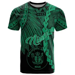 Niue Polynesian T shirt - Tribal Wave Tattoo Green