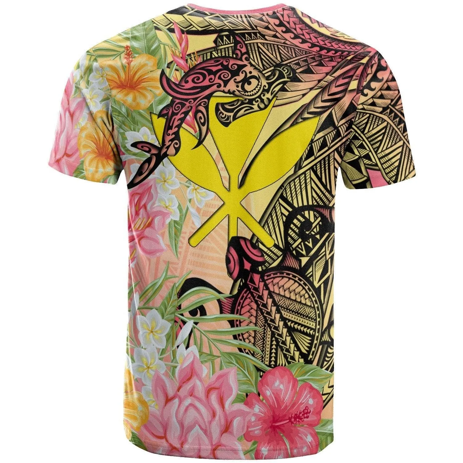 Kanaka Maoli T Shirt - Flowers Tropical With Sea Animals