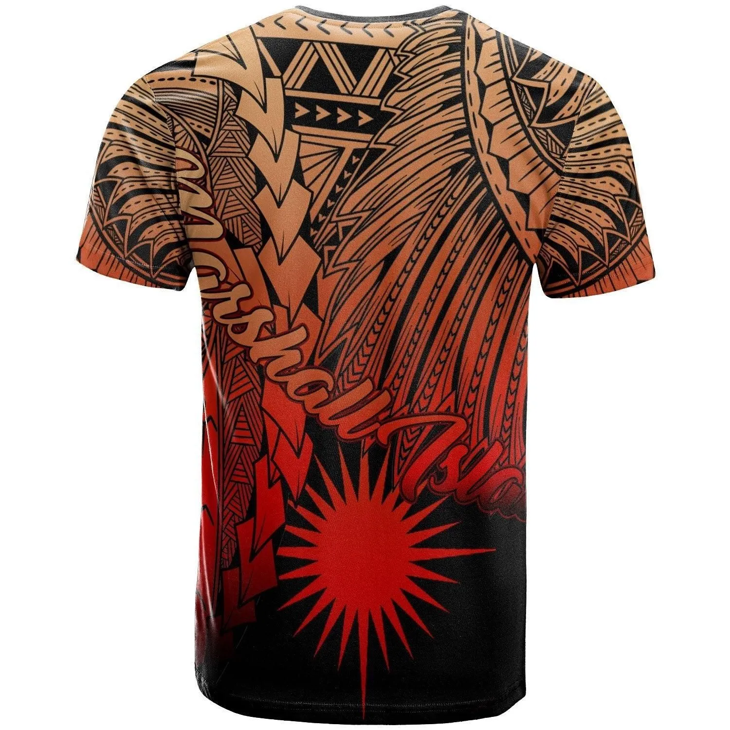 Marshall Islands Polynesian Custom Personalised T Shirt - Tribal Wave Tattoo Red Ver 2