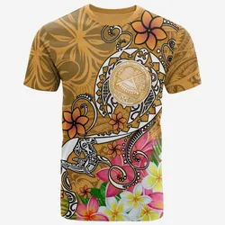 American Samoa Polynesian T Shirts - Turtle Plumeria (Gold)