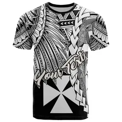 Wallis and Futuna Polynesian Custom Personalised T shirt - Tribal Wave Tattoo White