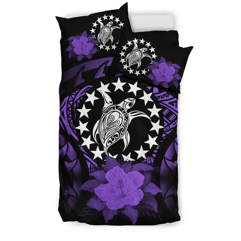 Alohawaii Bedding Set - Cover and Pillow Cases Cook Islands Purple Hibiscus A02
